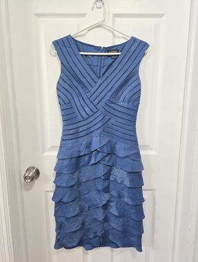 Adrianna Papell Periwinkle Blue Sleeveless Ruffle Sheath Dress Size 4